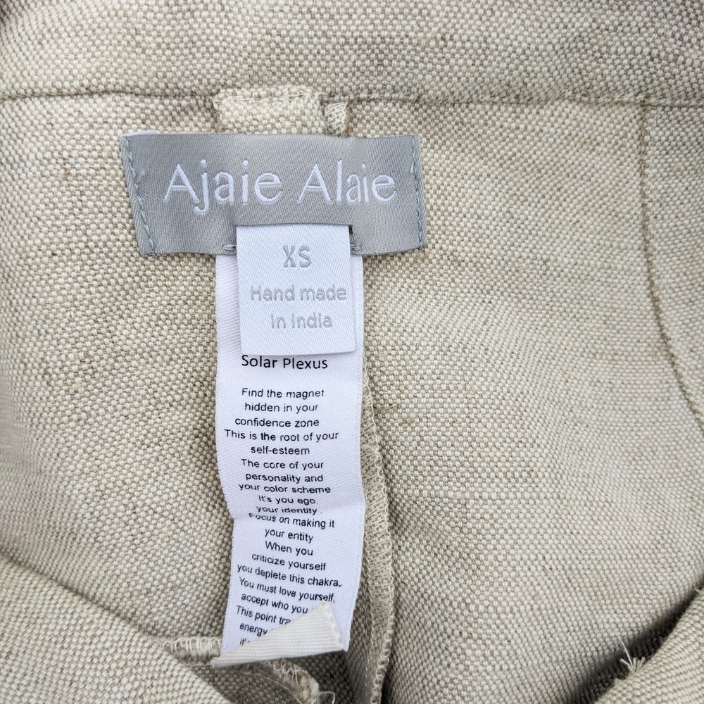 Ajaie Alaie Transitional Linen Skirt XS Beige Button Up Pencil Handmade Chakra - Picture 11 of 16
